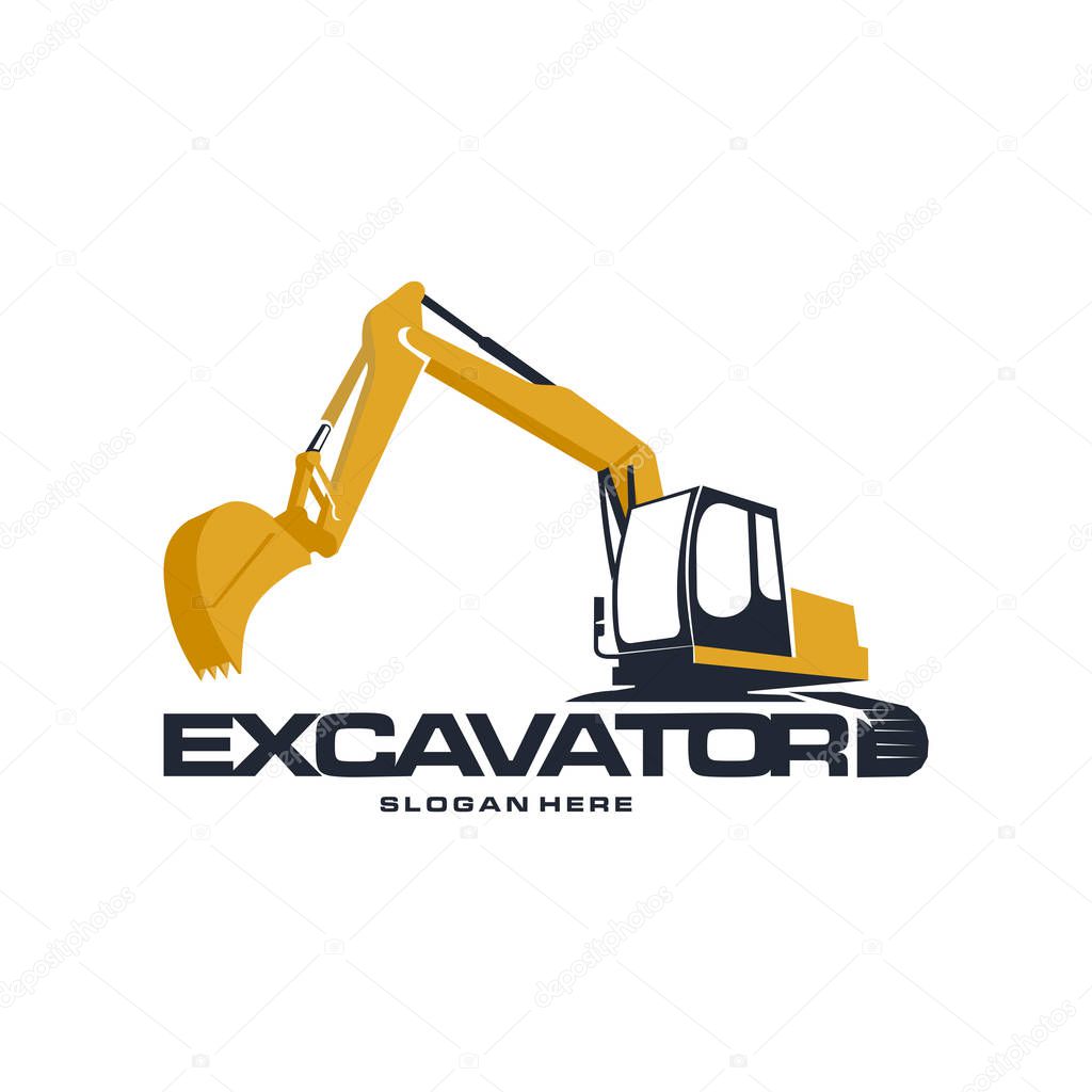 Excavator logo designs concept vector illustration