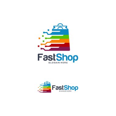 Hızlı Alışveriş logosu şablonu konsept vektörü, Hızlı Alışveriş Torbası logo şablonu