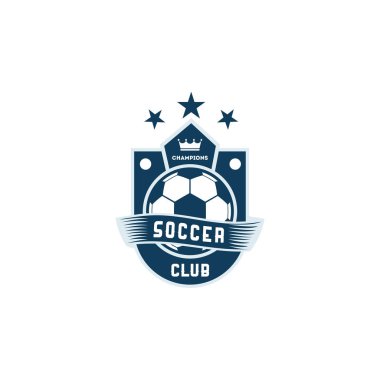 Basit Futbol Futbolu Rozeti logosu tasarımları, Soccer Amblem logo şablon çizimi