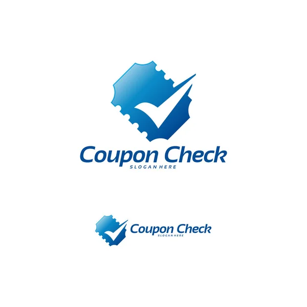 Vector de concepto de diseños de logotipo de cheque de cupón, plantilla de logotipo Ticket Check — Archivo Imágenes Vectoriales