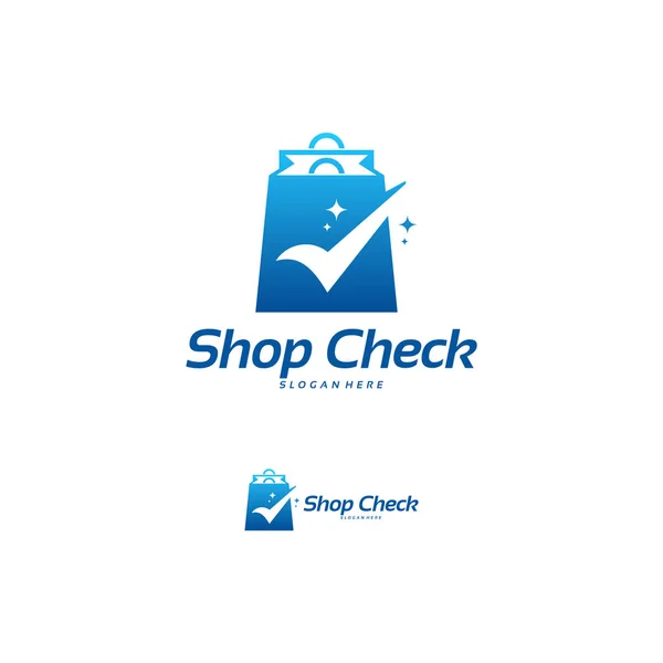 Shop Check Logo Designs Konzept Vektor, Safe Shop Logo Designs Vektor — Stockvektor