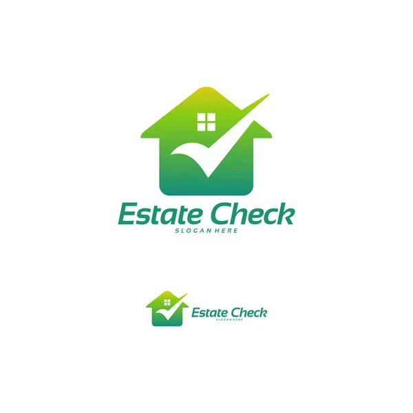 House Checkロゴデザインコンセプトベクトル, Estate Checkロゴテンプレート — ストックベクタ