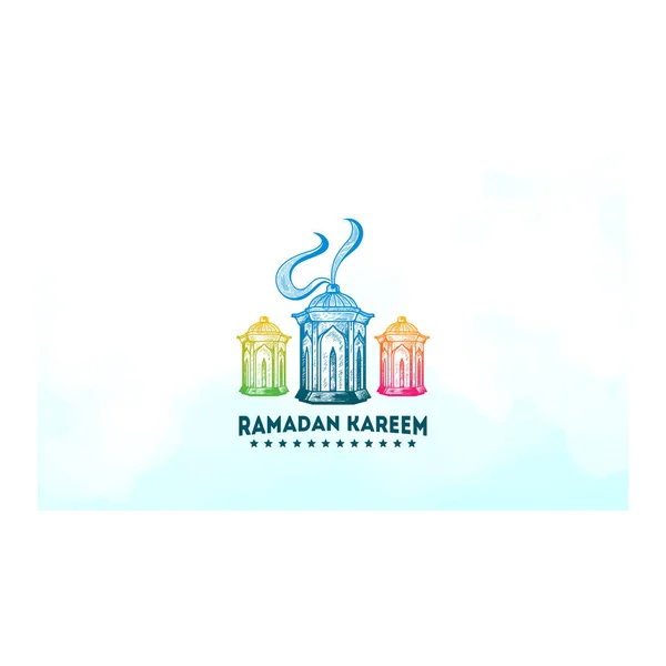 豪华Minarets手绘风格背景，Ramadan Kareem墙纸，Ramadan墙纸矢量插图 — 图库矢量图片