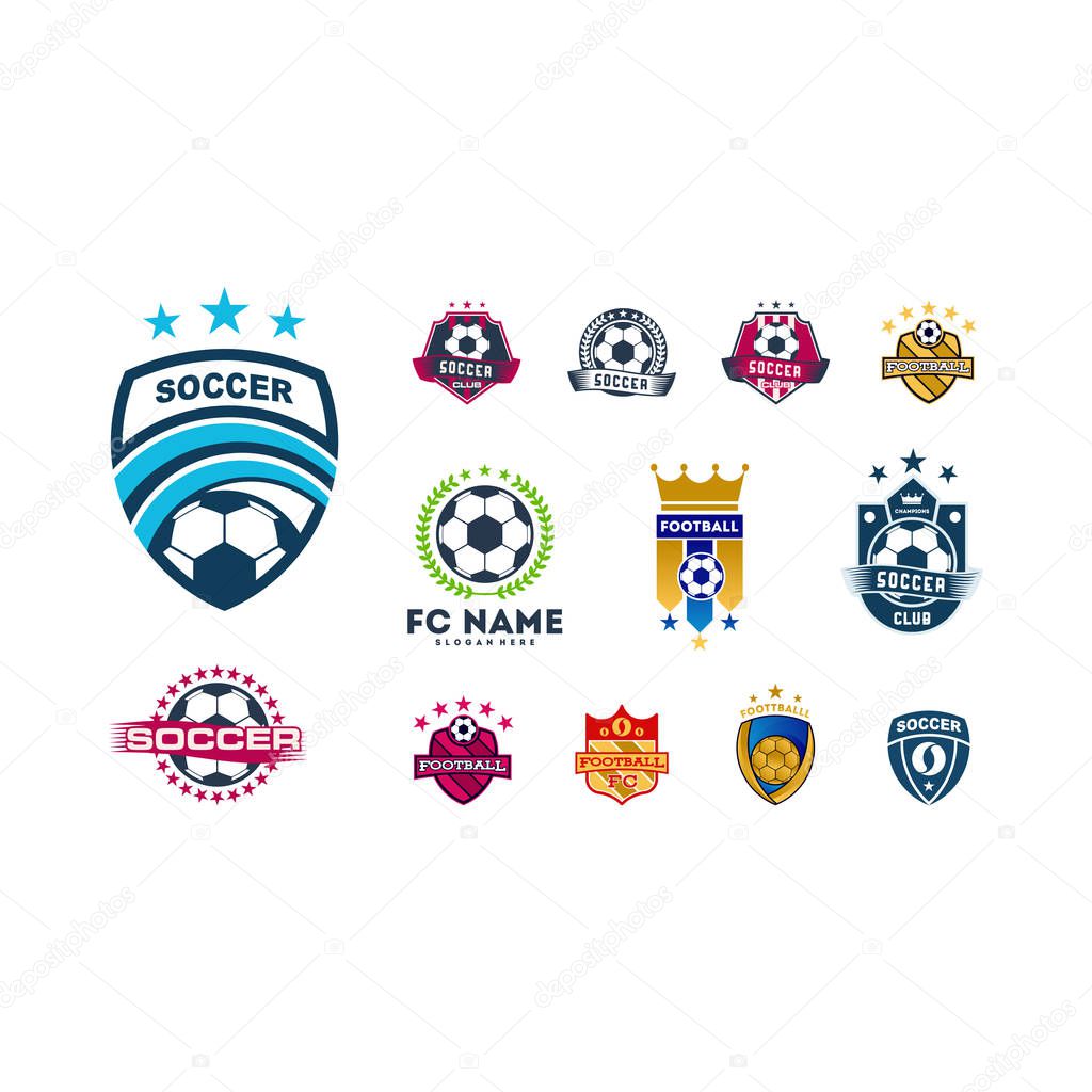 Simple Soccer Football Badge logo designs, Soccer Emblem logo template vector illustration