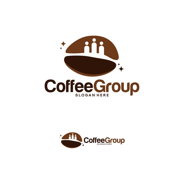 커피 그룹 로고 디자인 컨셉, 커피 커뮤니티 로고 디자인 템플릿 — 스톡 벡터