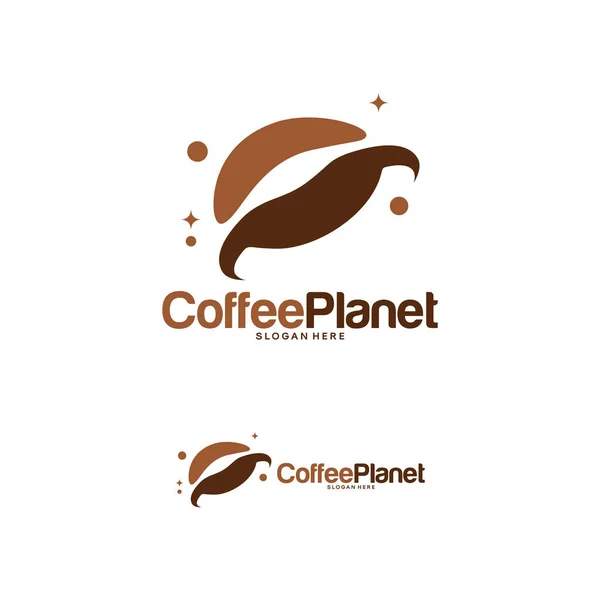 커피 행성 로고 디자인 컨셉 벡터, 커피 플레이스 로고 디자인 — 스톡 벡터