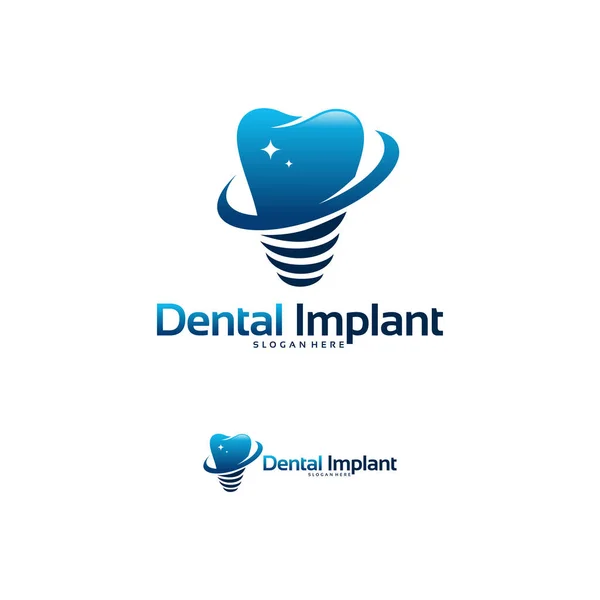 Logo implantu dentystycznego projektuje wektor koncepcyjny, szablon logo Dental Care — Wektor stockowy