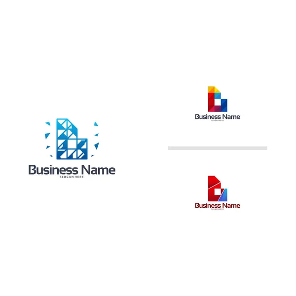 Abstract Modern B Pixel Modelo de vetor de projetos de logotipo inicial — Vetor de Stock