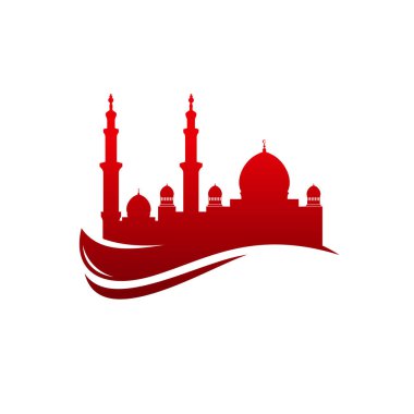 Cami silueti simge logo şablonu, Cami simgesi vektör tasarım şablonu