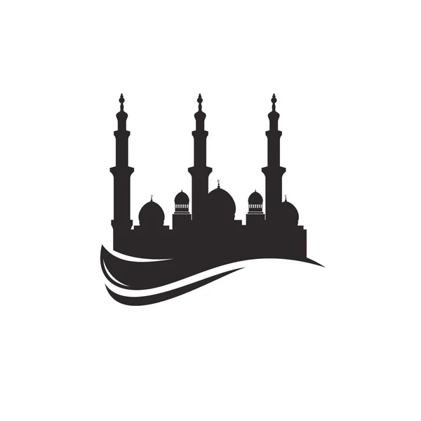 Modèle de logo d'icône de silhouette de mosquée, vecteur d'icône de mosquée Modèle de conception d'illustration — Image vectorielle