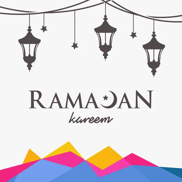 Ramadan Kareem Banner de fondo, Ramadan Kareem con ilustración de vector de linterna — Archivo Imágenes Vectoriales