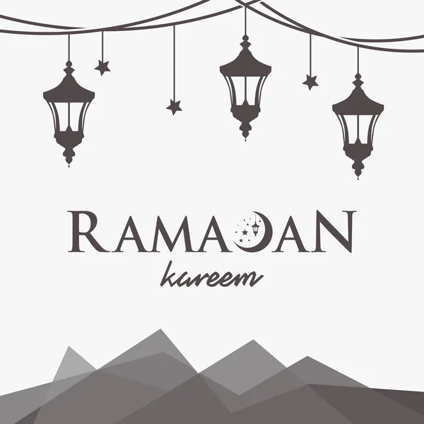 Ramadan Kareem Banner de fondo, Ramadan Kareem con ilustración de vector de linterna — Archivo Imágenes Vectoriales