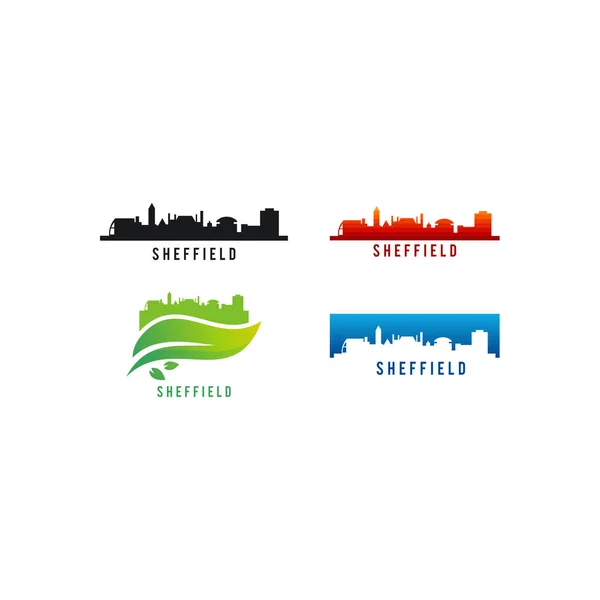 Ensemble de diverses illustrations vectorielles de silhouette de la ville de Sheffield — Image vectorielle