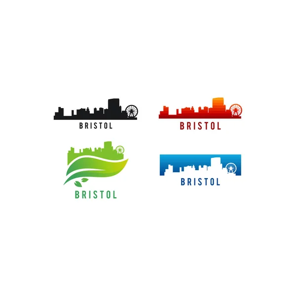 Ensemble de divers Bristol ville silhouette Skyline illustration vectorielle — Image vectorielle