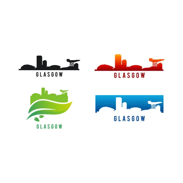 Ensemble d'illustrations vectorielles de silhouette Skyline de Glasgow — Image vectorielle