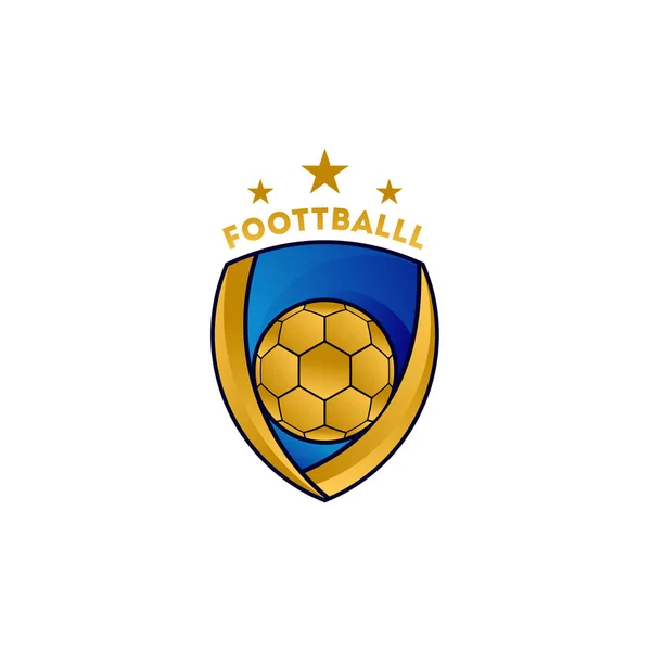 Badge Football dengan logo desain perisai, Modern Soccer Badge logo template - Stok Vektor