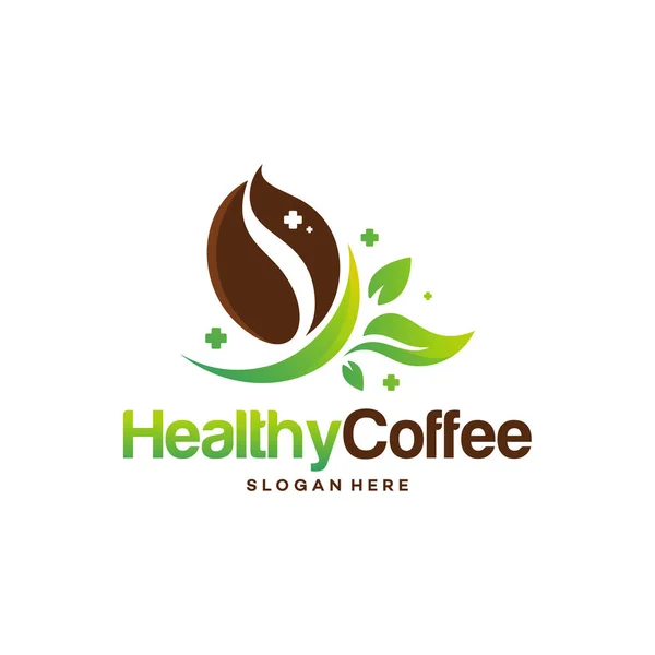 Концепция дизайна логотипа здорового кофе, Натуральный дизайн логотипа кофе вектор — стоковый вектор