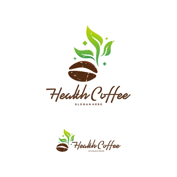 Conception de logo de café sain concept, conceptions de logo de café naturel vecteur — Image vectorielle