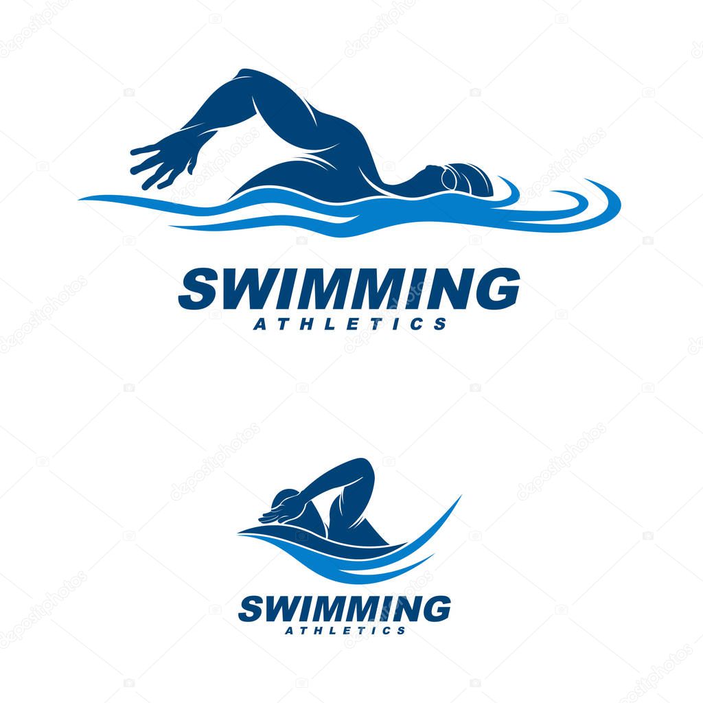 Swimming logo designs vector, Creative Swimmer logo Vector