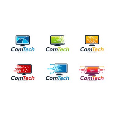 Bilgisayar Teknolojisi logosu dizayn konsepti, Hızlı Bilgisayar logosu konsept vektörü dizayn etti