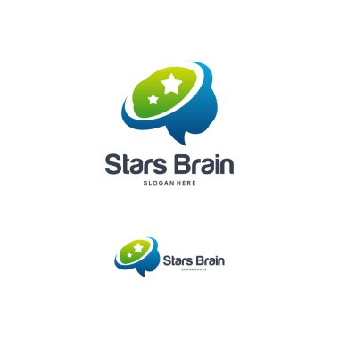 Brain Stars logosu konsept vektörü, Parlak ve Beyin logosu şablonu dizayn eder
