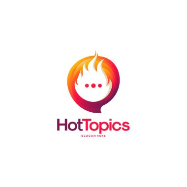 Zarif Hot Topics logo şablonu, Hot News logo tasarım vektörü, Spirit Discuss logo amblemi