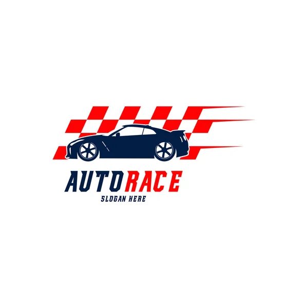Racing Car дизайн логотипа вектор, Автомобиль с логотипом гоночного флага шаблон — стоковый вектор
