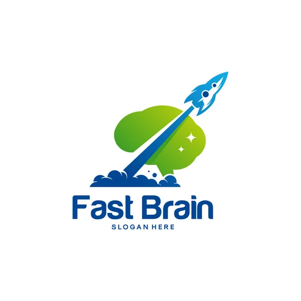 Launch Idea logo designs concept, Fast Brain logo template, Brain Icon — Stock Vector