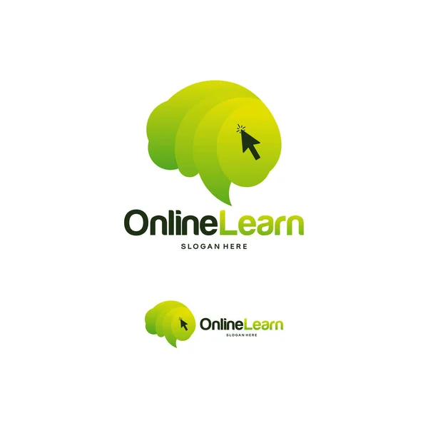 Vector de concepto de diseños de logotipo de aprendizaje en línea, plantilla de logotipo Brain — Vector de stock