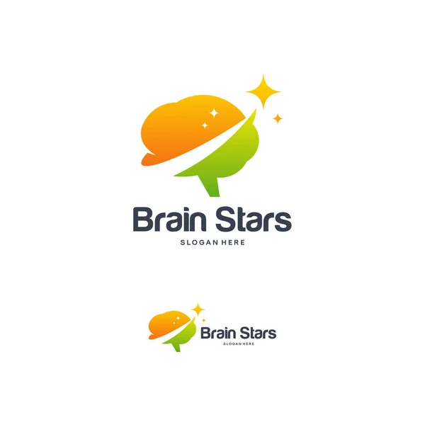 Cerebro Estrellas logo diseños concepto vector, Brillante y Cerebro logo plantilla diseños — Vector de stock