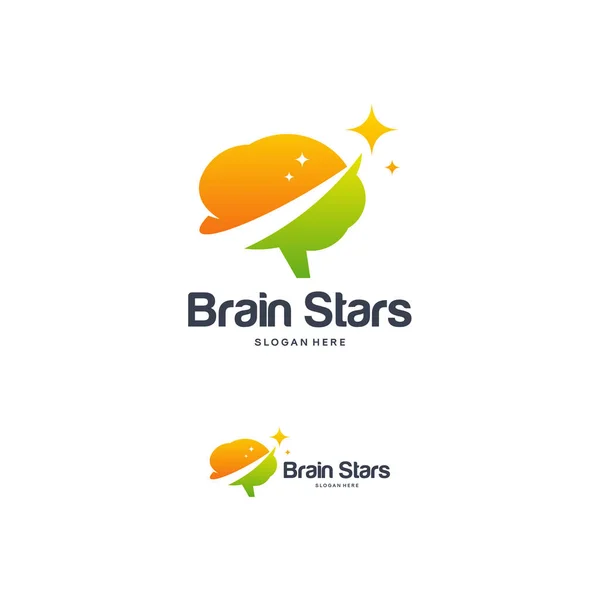 Brain Stars logo designs concept vector, Brilliant and Brain logo template designs