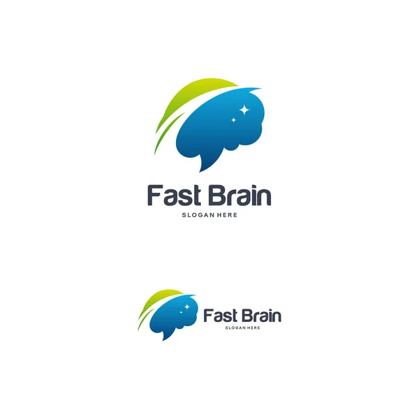 Concepto de diseños de logotipo de cerebro rápido, plantilla de logotipo de cerebro — Vector de stock