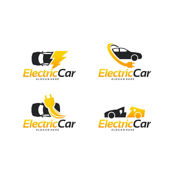 Set of Electric Car logo designs concept vector, Car Technology logo template vector Illustration