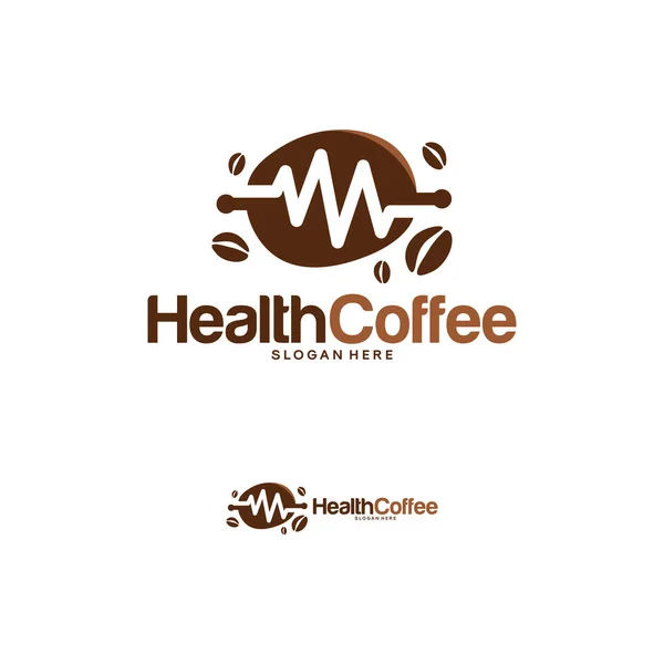 Health Coffee logosu konsept vektör dizayn eder, Coffee Bean logosu şablon dizayn eder — Stok Vektör