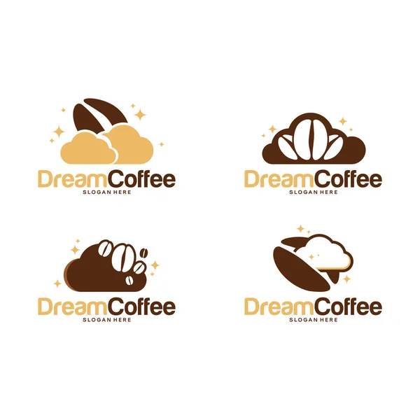 꿈의 커피 로고 디자인 개념 벡터, 구름, 커피 로고 템플릿 디자인 — 스톡 벡터