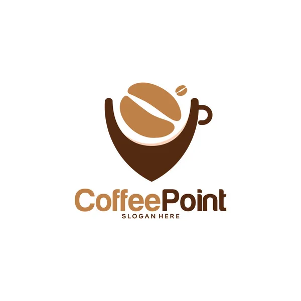 Koffiepunt logo ontwerpen, koffie Locatie logo template ontwerpen vector illustrator — Stockvector