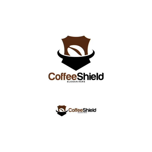 Diseño del logo de Coffee Shield vector conceptual, plantilla de logotipo de Coffee Bean — Archivo Imágenes Vectoriales