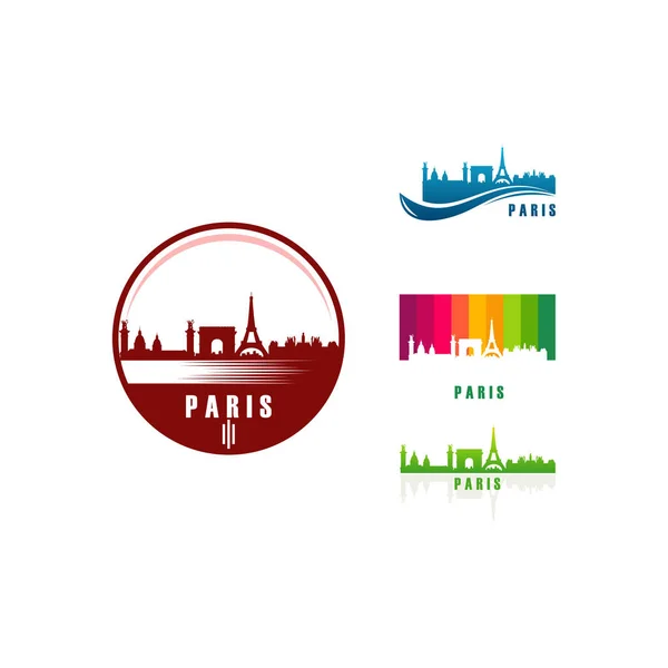 Conjunto de diseños de logotipo de Paris City Skyline vector, Big City European Logo designs — Vector de stock