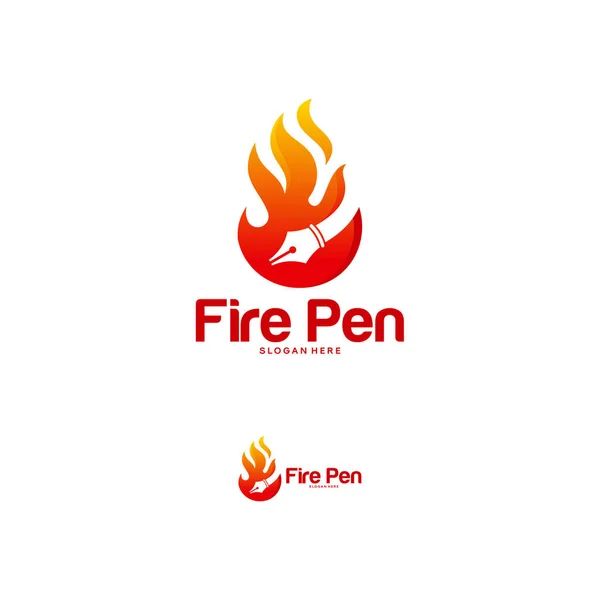 Ateş Kalemi logosu konsepti, Sıcak Kalem logosu şablonu, Ateş logosu vektör tasarımı — Stok Vektör
