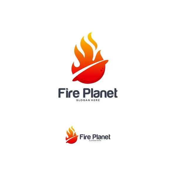 Koncept designu loga Fire Planet, šablona loga Hot Planet, symbol designu loga Fire Planet — Stockový vektor