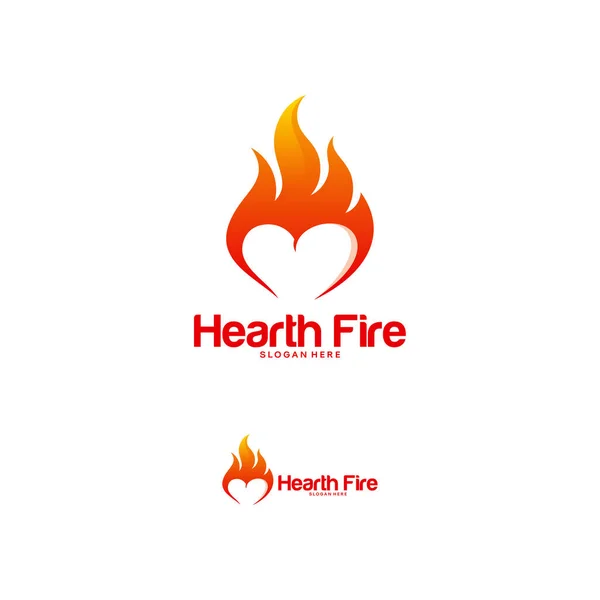 Hearth Fire logo design koncept, Fire Love logo design mall, brand och kärlek logotyp symbol — Stock vektor