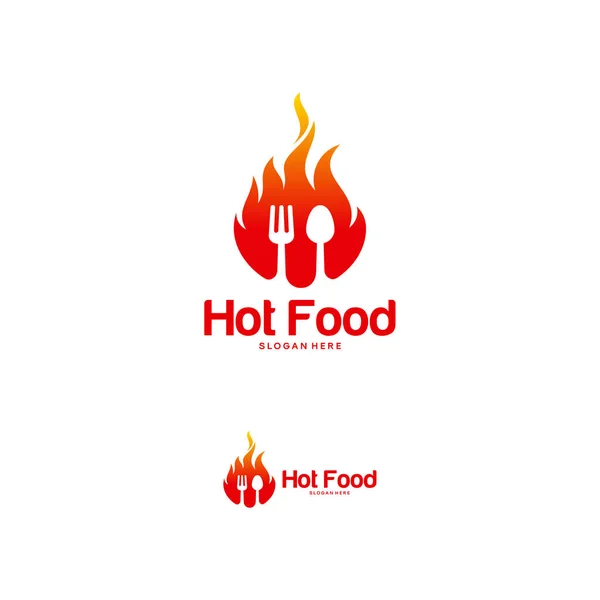 Vector de plantilla de logotipo de comida picante, plantilla de diseños de logotipo de Hot Food Fire — Vector de stock