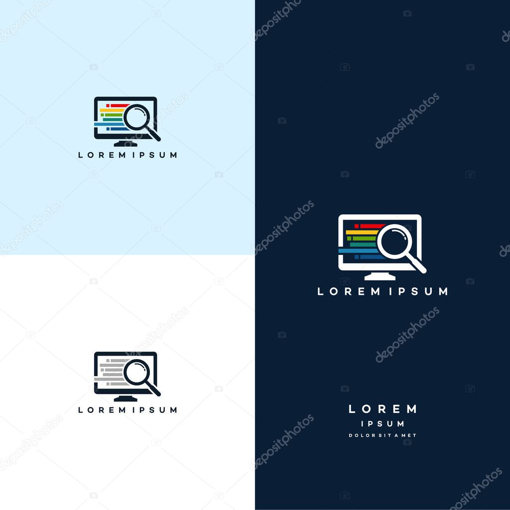 Computer Search logo, express search, Fast Find Logo designs concept vector