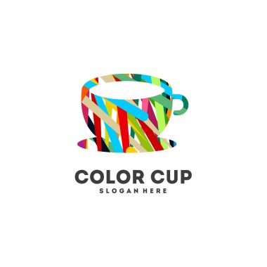 Renkli Mug logosu konsept vektörü, Renkli İçecek logo simgesi dizayn etti