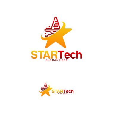 Star Technology logosu konsept tasarladı, Shine Tech ikonik logo şablonu vektörü