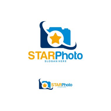 Yıldız Fotoğrafçılık logo tasarımı konsepti, Lens Yıldızı logo şablonu vektörü