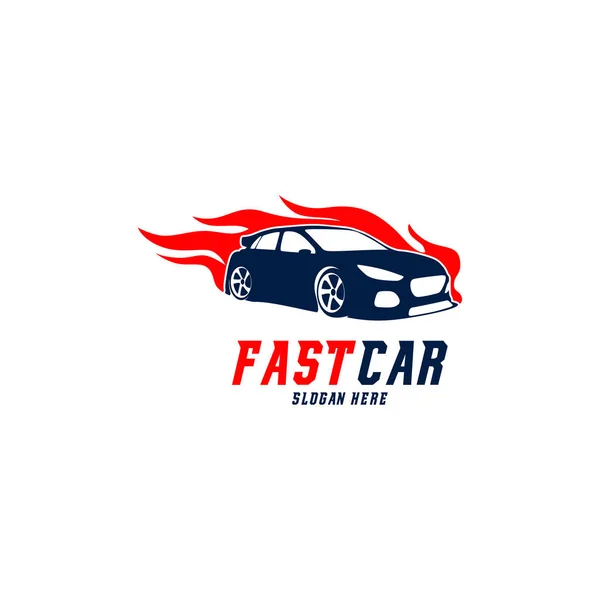 Hızlı Yarış Arabası Logo Taşıyıcısı Alev Logo Şablonlu Yarış Arabası — Stok Vektör