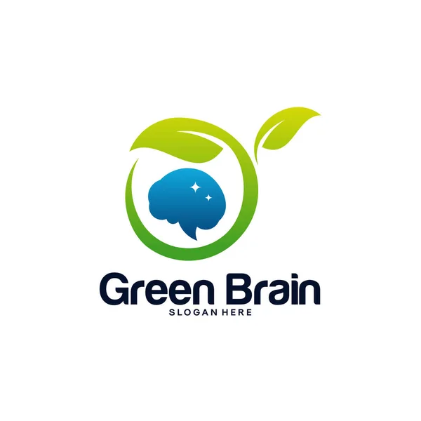Nature Brain Logo Design Concept Vector Nature Mind Logo Template — Stockový vektor