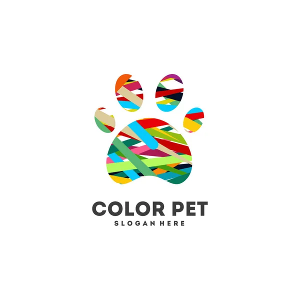 Abstraktní Pet Paw Logo Design Koncept Vektor Barevné Paw Logo — Stockový vektor