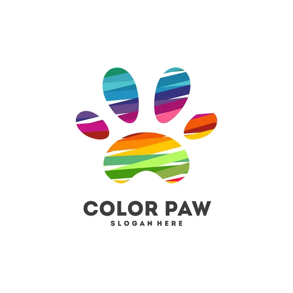 Abstraktní Pet Paw Logo Design Koncept Vektor Barevné Paw Logo — Stockový vektor